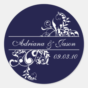 Marine et autocollant de monogramme de Flourish de