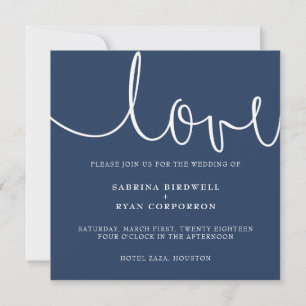 Marine et blanc classique élégante invitation mari