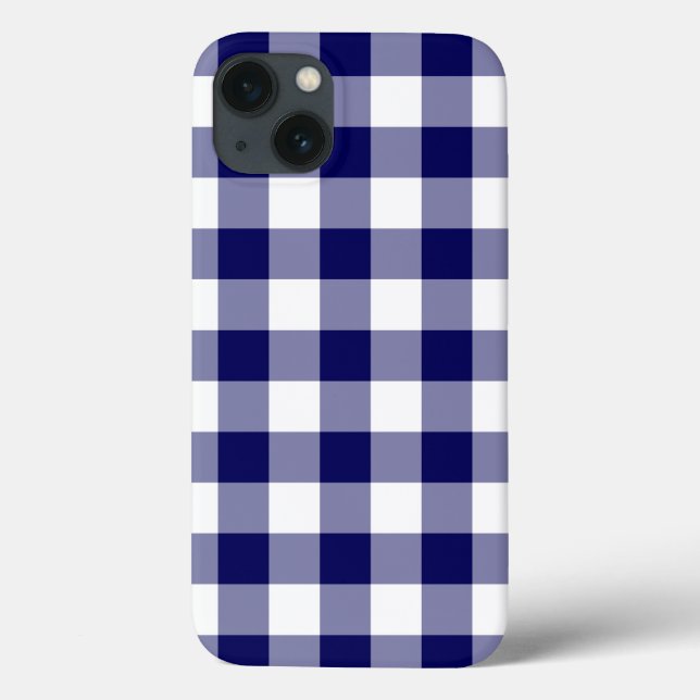 Marine et blanc En vichy Motif iPhone 8/7 Coque (Verso)