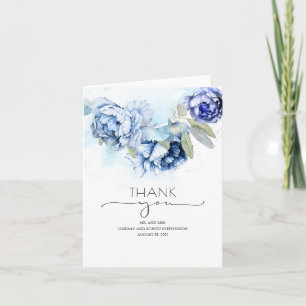 Marine et Dusty Blue Floral Mariage Merci