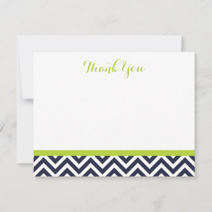 Marine et Green Simple Chevron Merci Cartes de not