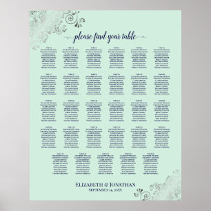 Marine et Mint Green 29 Tableau Mariage