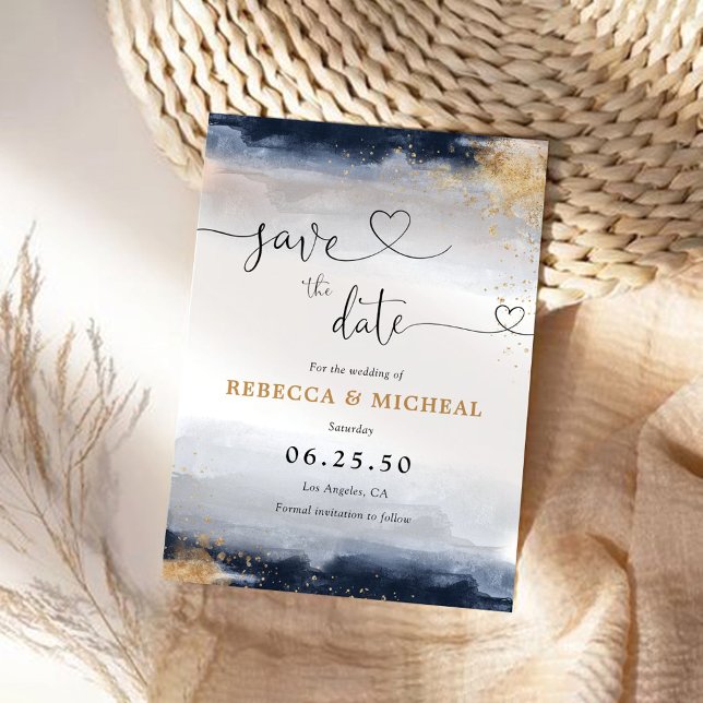 Marine et Or Enregistrer la carte Date (Créateur téléchargé)