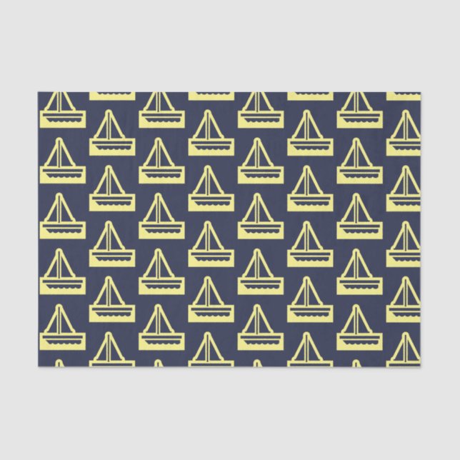 Marine et papier de soie de soie jaune de voilier (Recto)