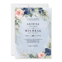 Marine & faire-part de mariage floral rose roux