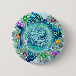 Marine Fish Aquarium 2 Inch Round Button