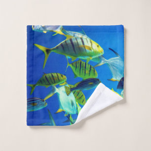 Marine Fish of Yellow with Black Stripes Wash Cloth