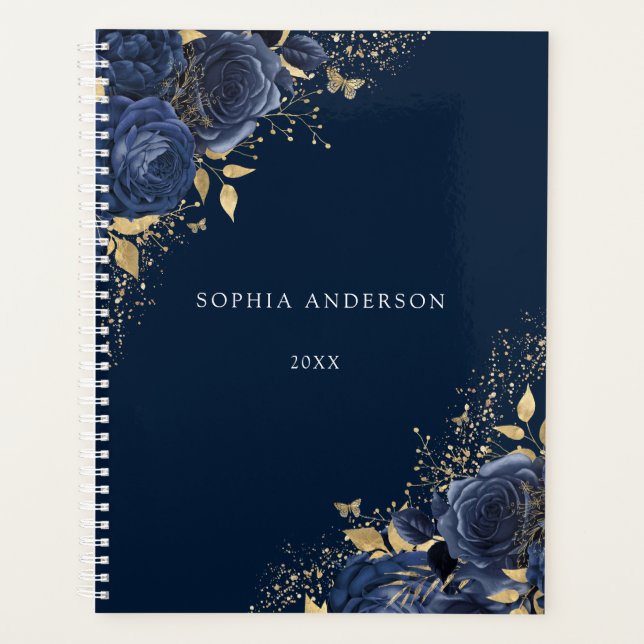 Marine Floral Rose Gold Leaf travail personnel (Devant)