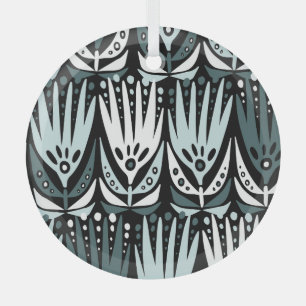 Marine Flowers: Modern Vintage Abstract. Glass Ornament