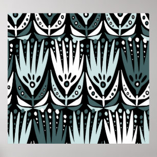 Marine Flowers: Modern Vintage Abstract. Poster