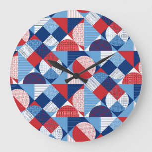 Marine geometric: summer seamless pattern. large clock