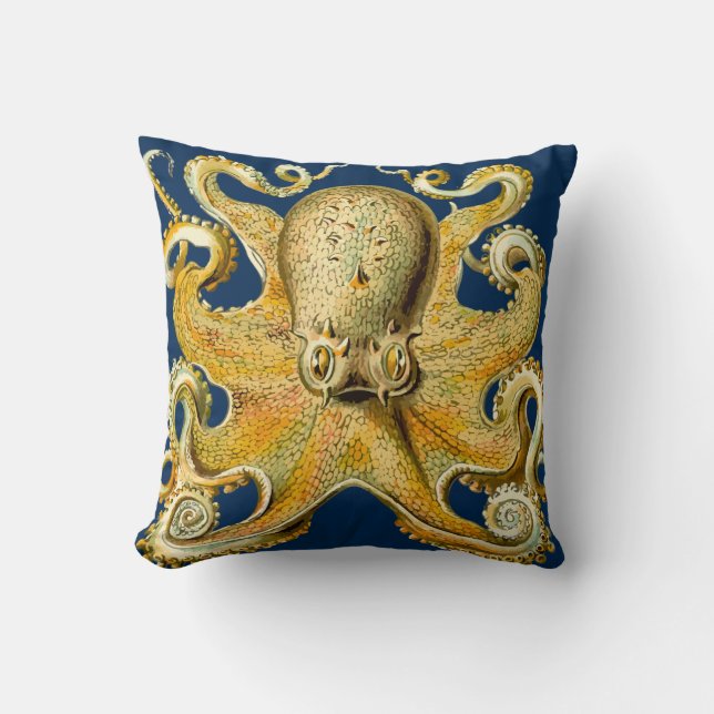 Marine Gold Octopus Abstrait cool rétro coussin de (Recto)
