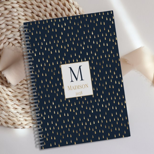 Marine Gold Raindrop Moderne Monogramme tendance (Créateur téléchargé)
