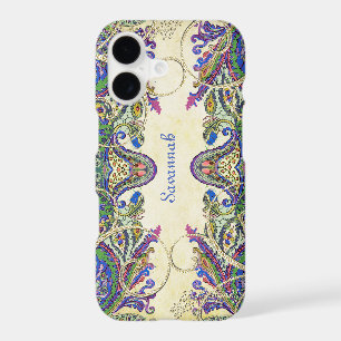 Marine Gold Vintage Peacock Paisley iPhone