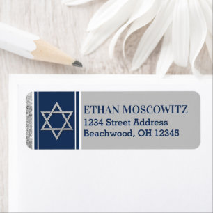 Marine, Grey, Étoile blanche de David Bar Mitzvah