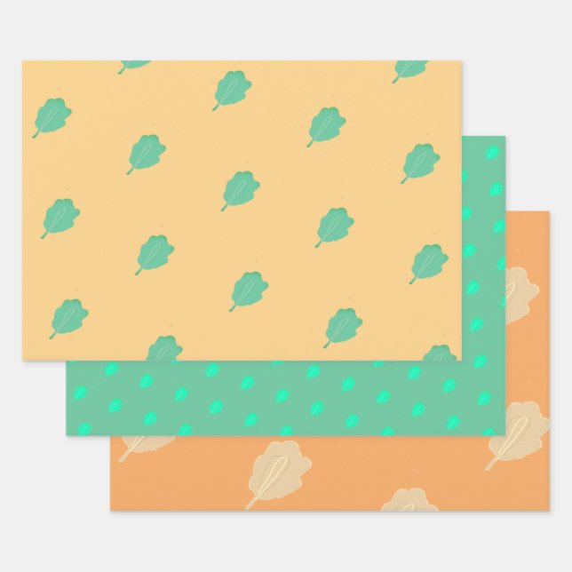 Marine habitat Wrapping Paper Flat Sheet Set of 3 (Set)