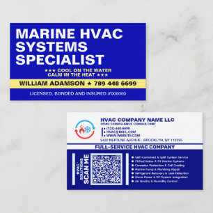 Marine HVAC Systems Specialist Services   Pro Business Card