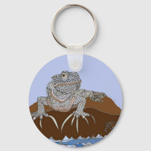 Marine Iguana on Rock Keychain