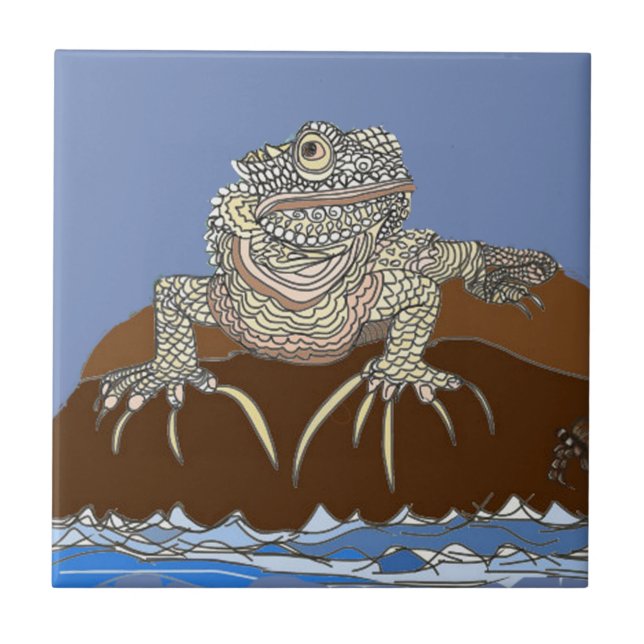 Marine Iguana on Rock with Hermit Crab Tile (Front)