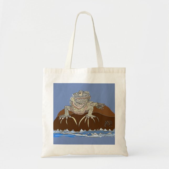 Marine Iguana on Rock with Hermit Crab Tote Bag (Front)