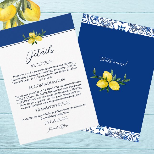 Marine Italien Lemon Détails Mariage Carte de boît (Créateur téléchargé)