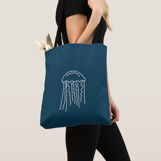 Marine jellyfish aquatic sea life tote bag (Close Up)