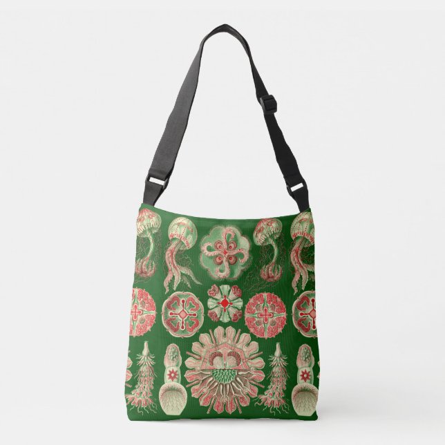 Marine Jellyfish Ernst Haeckel Illustration Crossbody Bag (Front)
