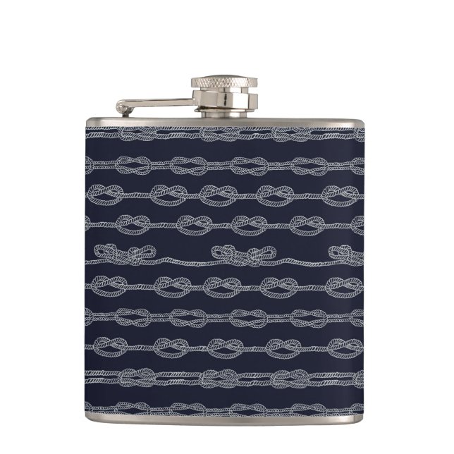 Marine Knots Pattern Hip Flask (Front)