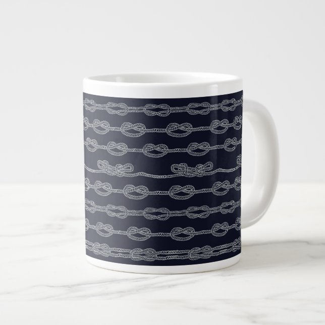 Marine Knots Pattern Large Coffee Mug (Front Right)