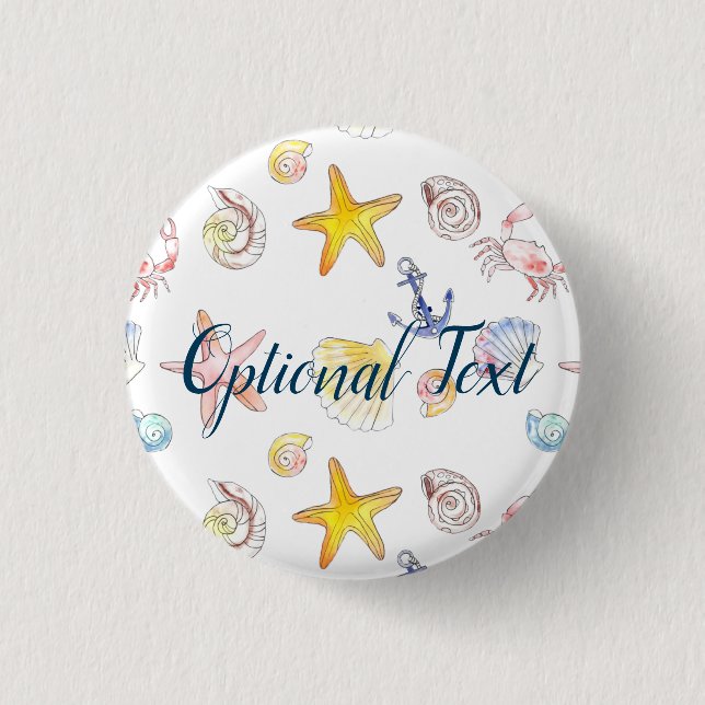 Marine Life & Anchors  1 Inch Round Button (Front)