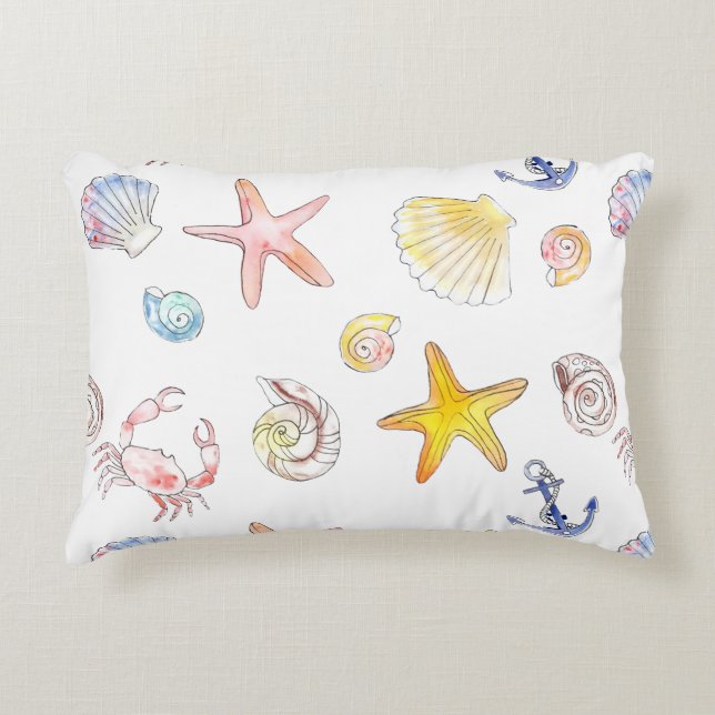 Marine Life & Anchors  Accent Pillow (Front)