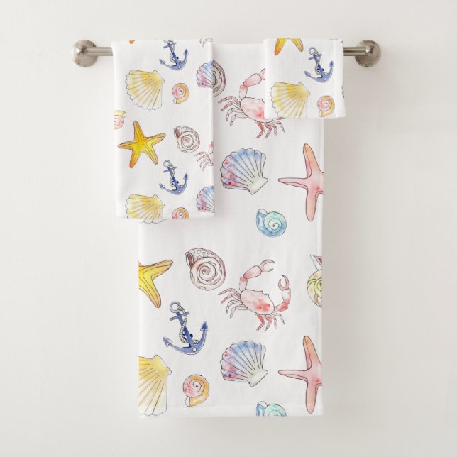 Marine Life & Anchors  Bath Towel Set (Insitu)