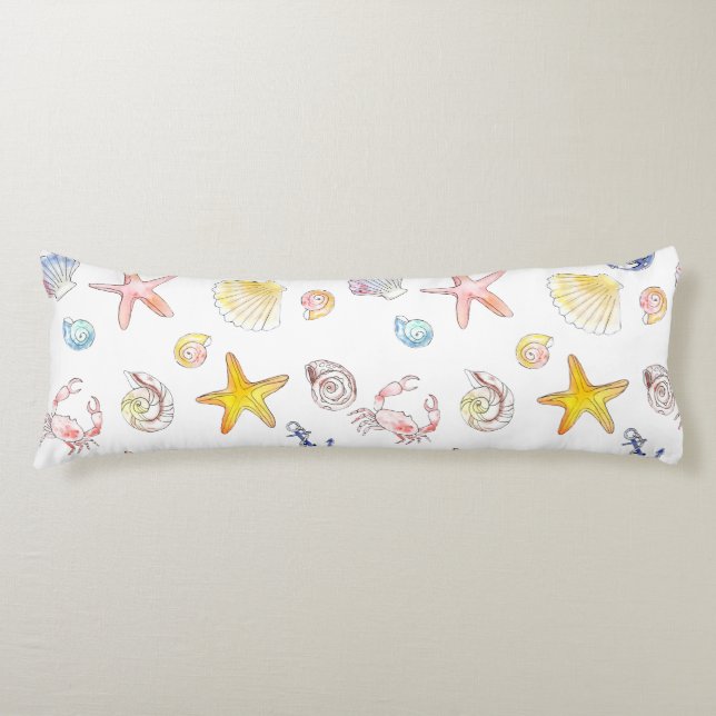 Marine Life & Anchors  Body Pillow (Front)