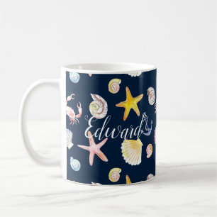 Marine Life & Anchors (Dark) Coffee Mug