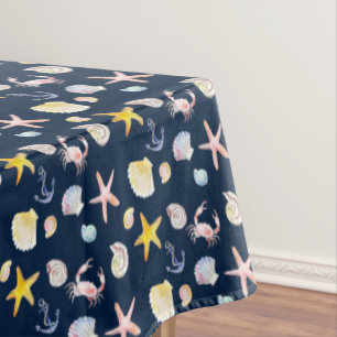 Marine Life & Anchors  (Dark) Tablecloth