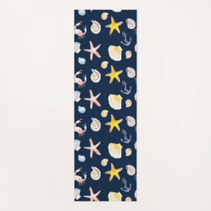 Marine Life & Anchors (Dark)  Yoga Mat