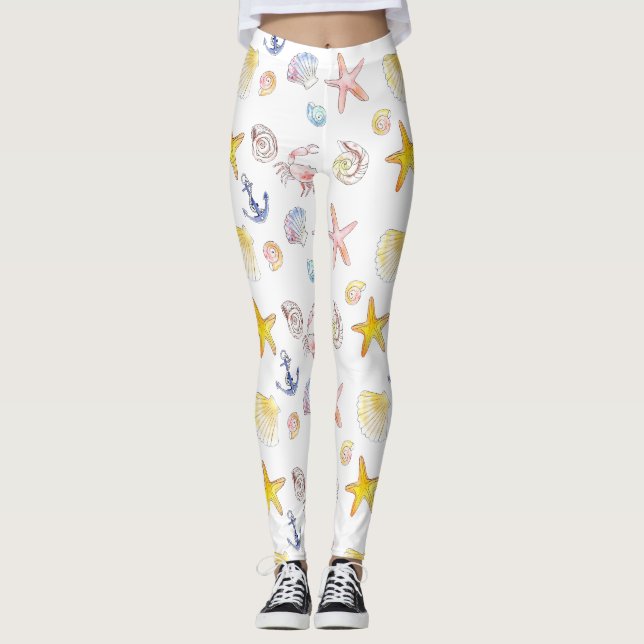 Marine Life & Anchors Leggings (Front)