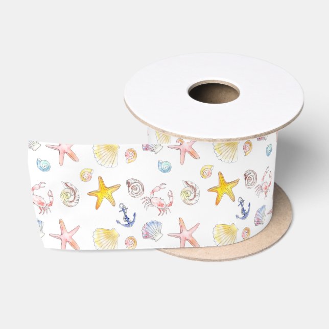 Marine Life & Anchors  Satin Ribbon (Spool)