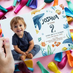 Marine Life Fish and Corals Kids Birthday Party Invitation