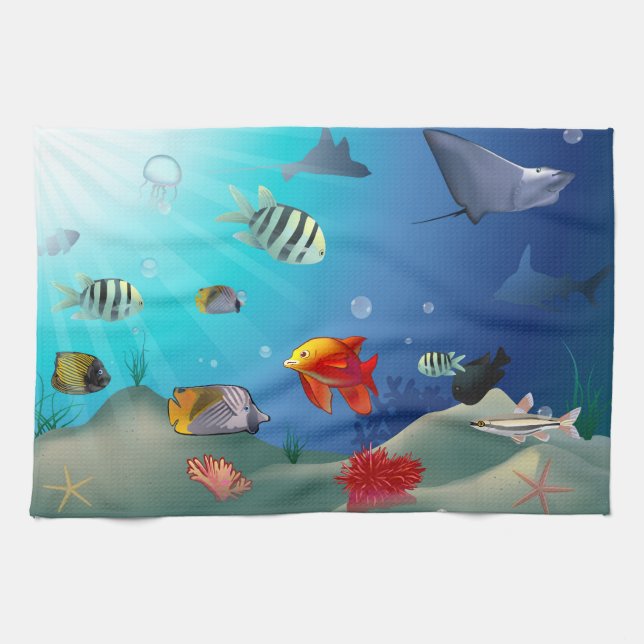 Marine Life Kitchen Towel (Horizontal)