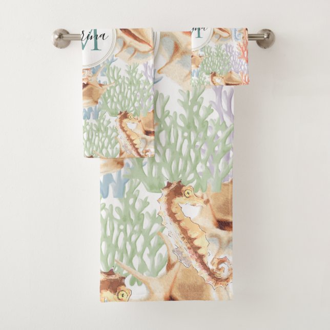 Marine Life, Monogramme sous-marin coloré (En situation)