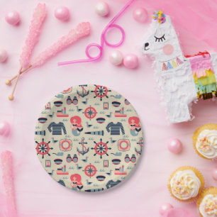 Marine Life Pattern Paper Plate