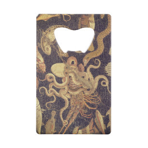 Marine life, Pompeii mosaic Credit Card Bottle Opener