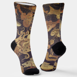 Marine life, Pompeii mosaic Socks