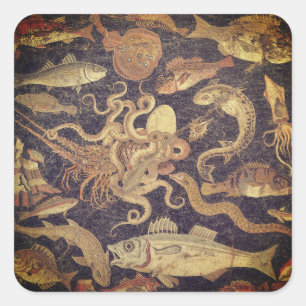 Marine life, Pompeii mosaic Square Sticker