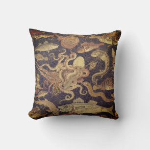 Marine life, Pompeii mosaic Throw Pillow