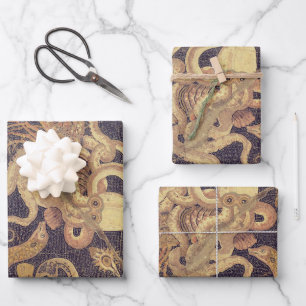 Marine life, Pompeii mosaic Wrapping Paper Sheet