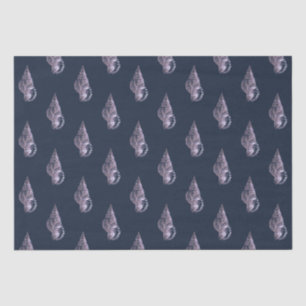 Marine Life Seashell Pattern on Dark Navy Blue Tissue Paper