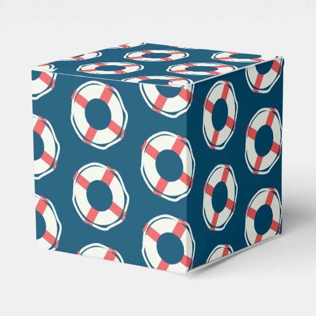 Marine Lifesaver Nautical Birthday Baby Shower Favor Box (Front Side)