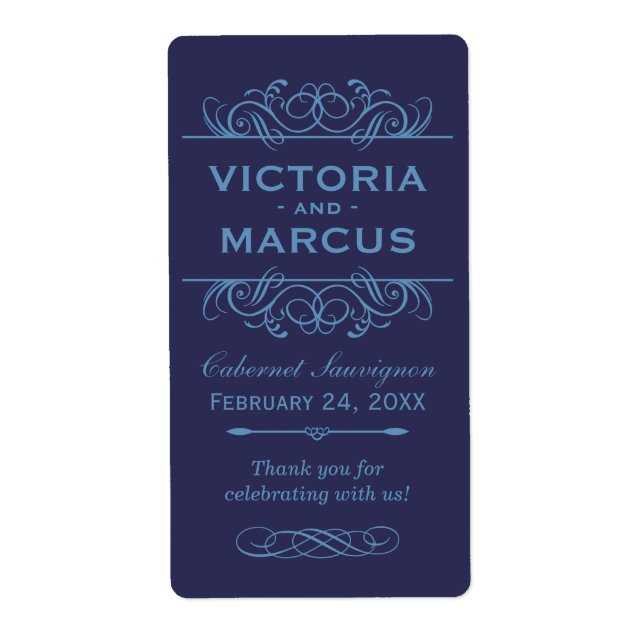 Marine Mariage Vin Bouteille Monogramme Favoriser  (Devant)